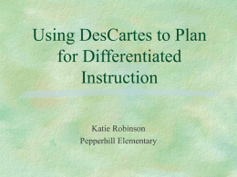 Using DesCartes to Plan for Differentiated Instruction