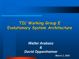 TIC Working Group E, Evolutionary System Architecture