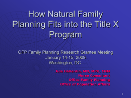 History of Natural Family Planning in Office of Population