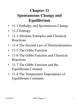 Chapter 11 Spontaneous Change and Equilibrium