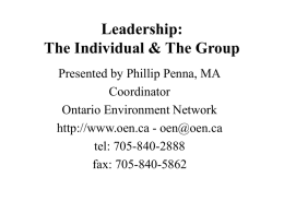 Leadership, the Individual & the Group
