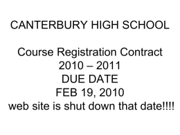 Course Registration Contract 2009