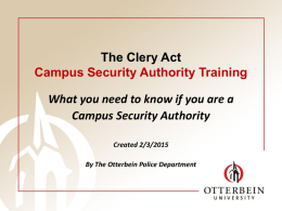Jeanne Clery Campus Security Policy & Crime Statistics