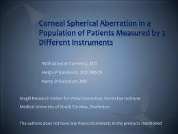Corneal Spherical Aberration in a Population of Patients