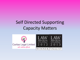 Self Directed Supporting Capacity Matters
