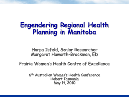Producing a Profile of the Health of Manitoba Women
