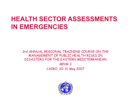 DAMAGE ASSESSMENT AND NEEDS ANALYSIS FOR THE …