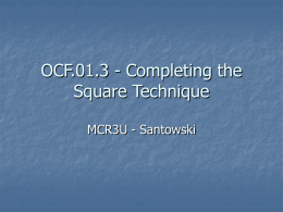OCF.01.3 - Completing the Square Technique