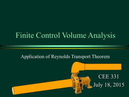 Fluid Flow Concepts and Basic Control Volume Equations