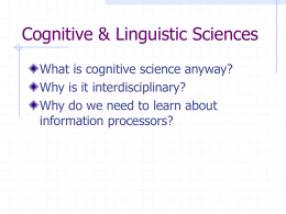 Cognitive & Linguistic Sciences 1