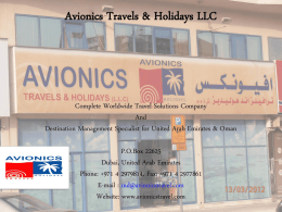 Avionics Travels & Holidays LLC Complete Worldwide Travel