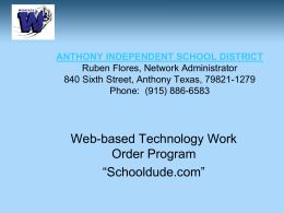 ANTHONY INDEPENDENT SCHOOL DISTRICT Maintenance and