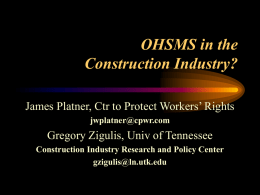 Applicability of OHSMS in the Construction Industry