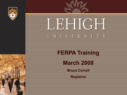 FERPA Training Session March 2008