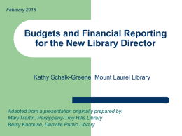 Budget and Financial Reporting for the New Library Director