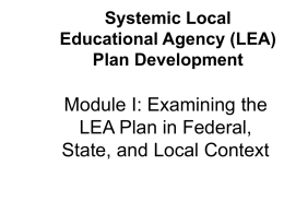 Module I: Examining the LEA Plan in Federal, State, and