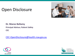 Open Disclosure - Home - NSW Health Care Complaints Commission