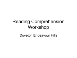 Reading Comprehension Workshop