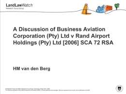 A Discussion of Business Aviation Corporation (Pty) Ltd v