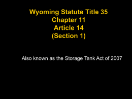 Wyoming Water Quality Rules and Regulations (WWQRR) Part A