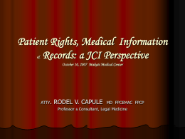 Patient Rights and Medical Records: a JCI Perspective