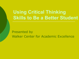 Critical Thinking Skills - Los Angeles Valley College
