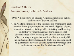 Student Affairs Assumptions, Beliefs & Values