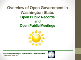 Overview of Washington State Open Public Meetings and Open