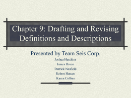 Chapter 9: Drafting and Revising Definitions and Descriptions