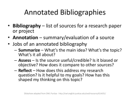 Annotated Bibliographies - Greer Middle College Charter