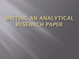 Writing an Analytical Research Paper