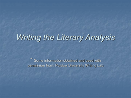 Writing the Literary Analysis
