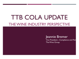 TTB COLA update - National Alcohol Beverage Control