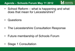 Schools Forum Briefing 11/05/2012