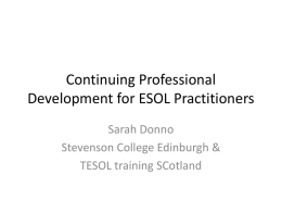 Continuing Professional Development for ESOL Practitioners