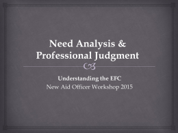 Need Analysis & Professional Judgment