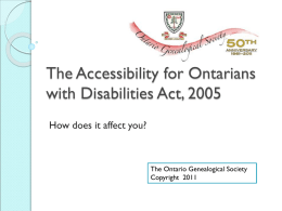 The Accessibility for Ontarians with Disabilities Act