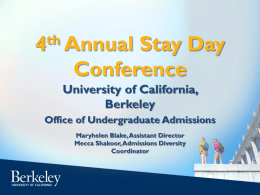 Counselor2Cal Day - UC Berkeley: Division of Student Affairs