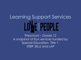 Learning Support Services - Sequim School District Supt