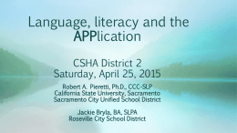 Language, literacy and the - California Speech Language