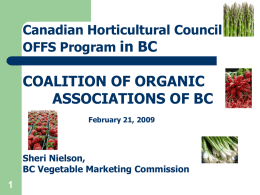 On-Farm Food Safety Initiatives Update Committee Report to