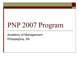 PNP 2007 Program - Academy of Management