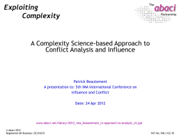 Complexity Science-based Approach to Conflict Analysis and