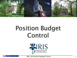 PBC_200 Position Budget Control