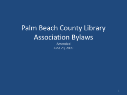 Palm Beach County Library Association Bylaws June 23, 2009