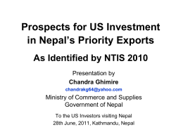 Prospect of US Investment in Priority Export Sectors of