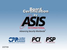 ASIS Certification Presentation