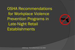 Recommendations for Workplace Violence Prevention Programs