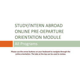 Study Abroad Online Pre-Departure Orientation Module