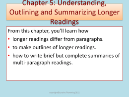Chapter 5: Understanding, Outlining and Summarizing Longer